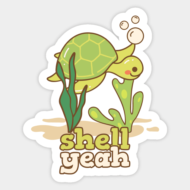 Shell Yeah Funny Pun Turtle Sticker by Print Horizon